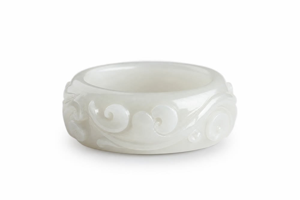 White Jade Carved Ring