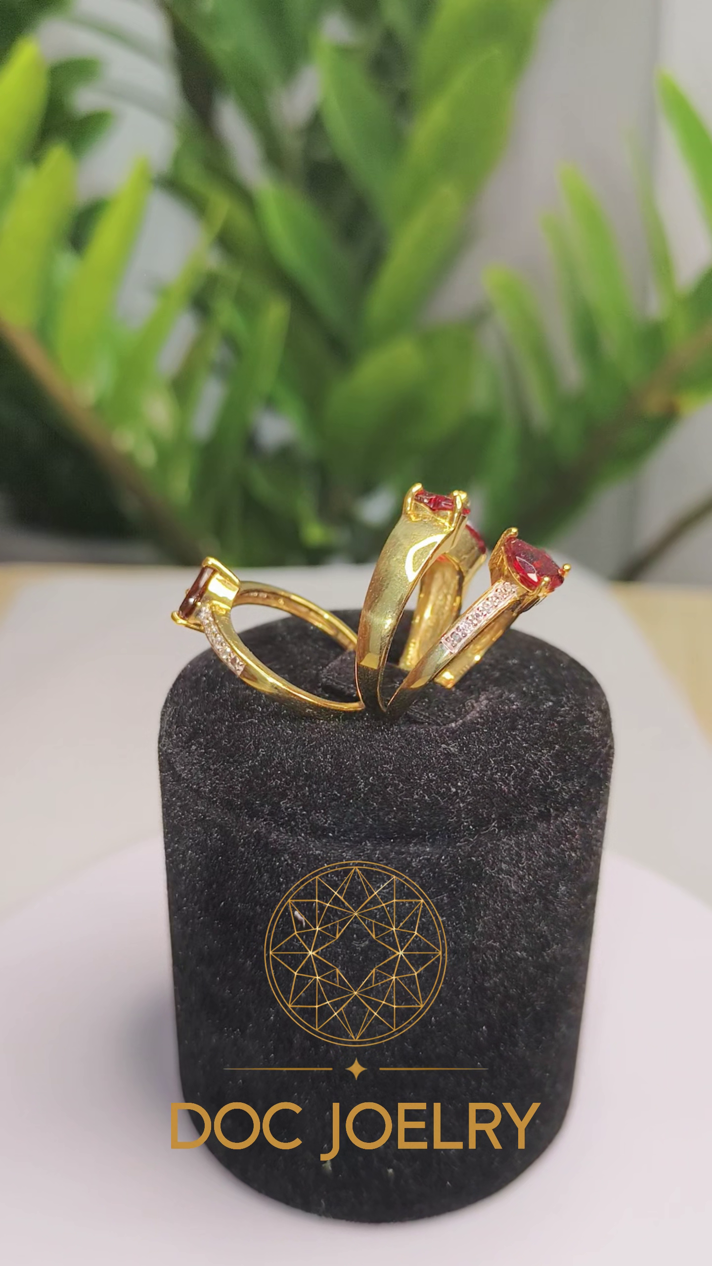 Garnet Blossosm Stackable Regal Ring Trio