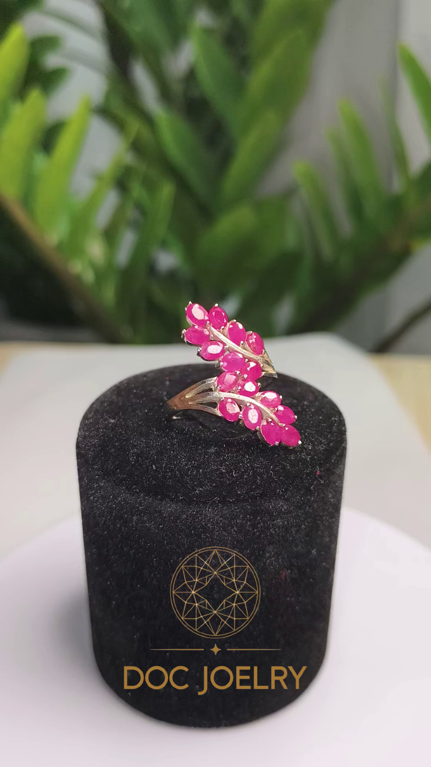 Pink Ruby Olive Bloom Ring 