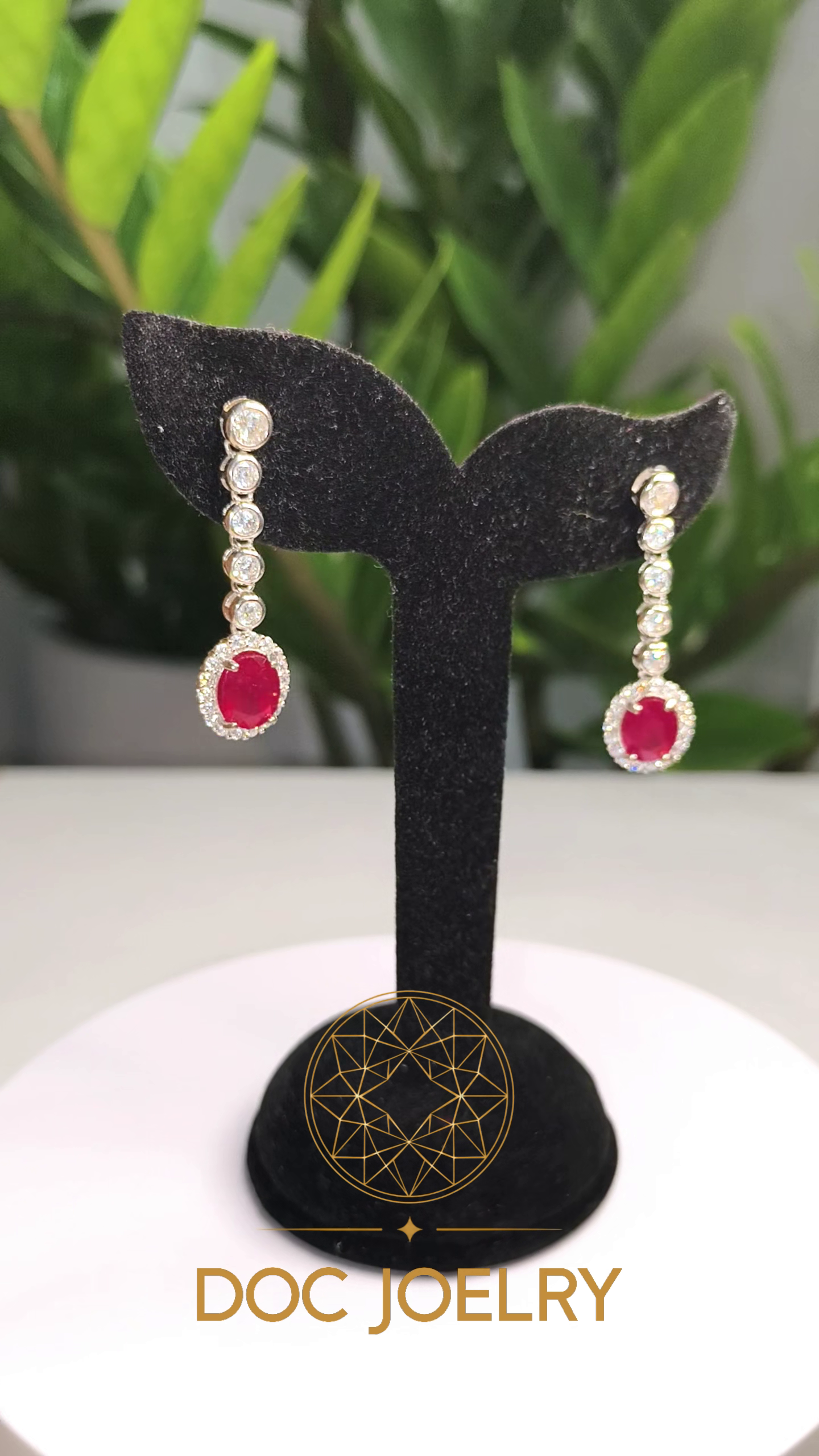 Crimson Cascade Ruby Dangle Earrings 