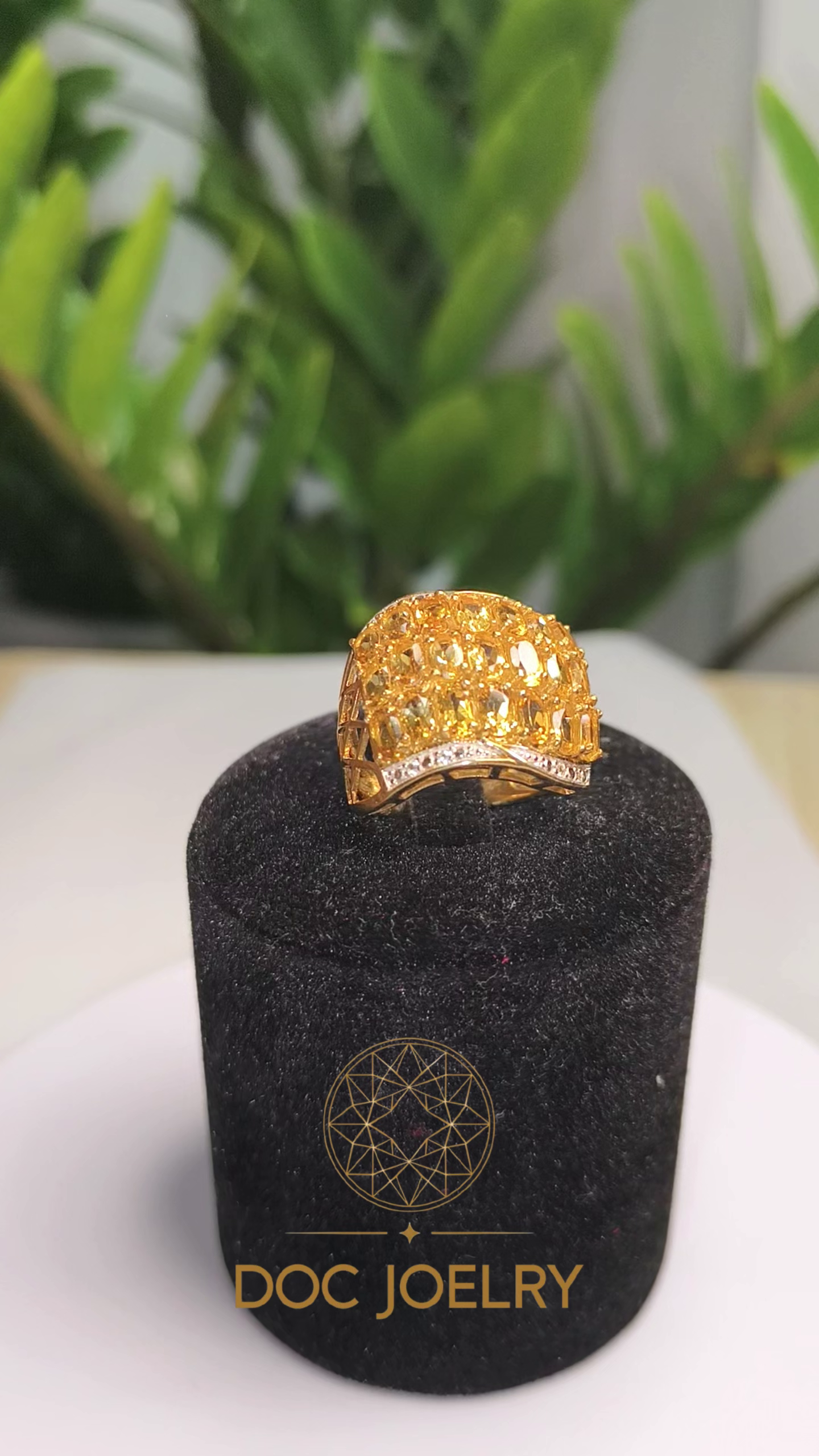 Solar Cascade Citrine Princess Ring