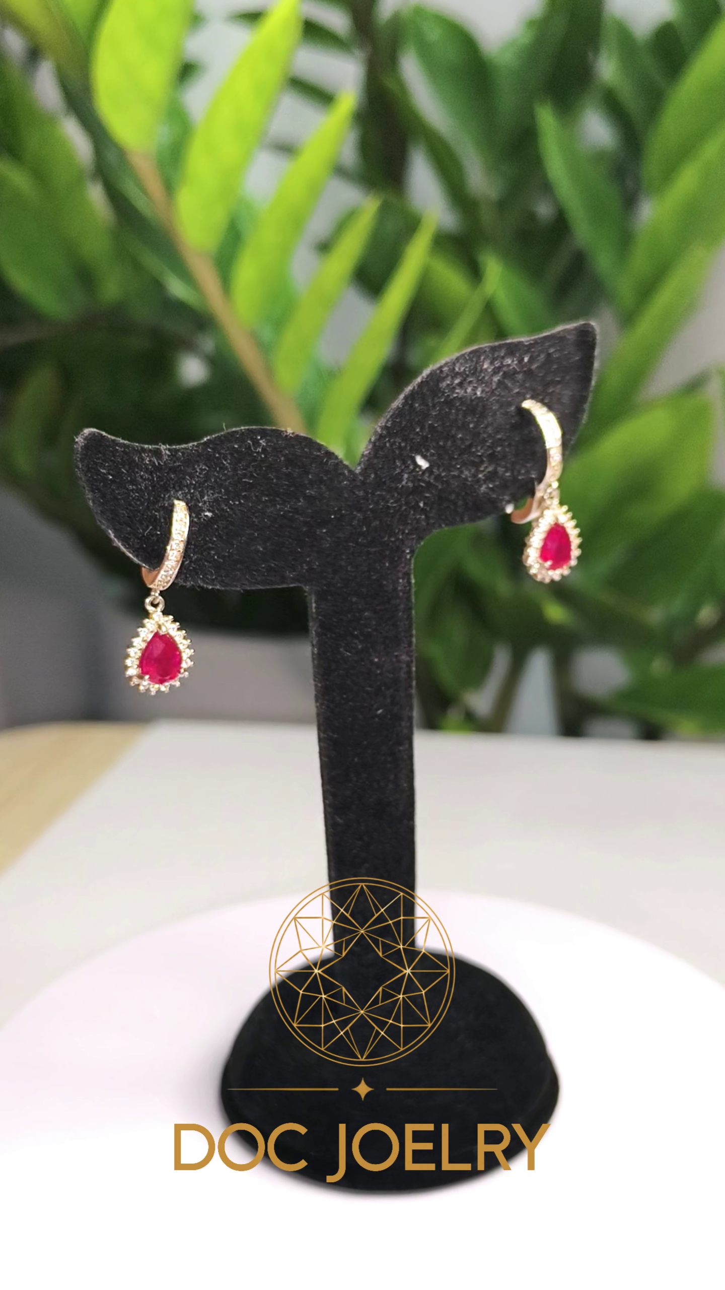 Crimson Ruby Halo Earrings 