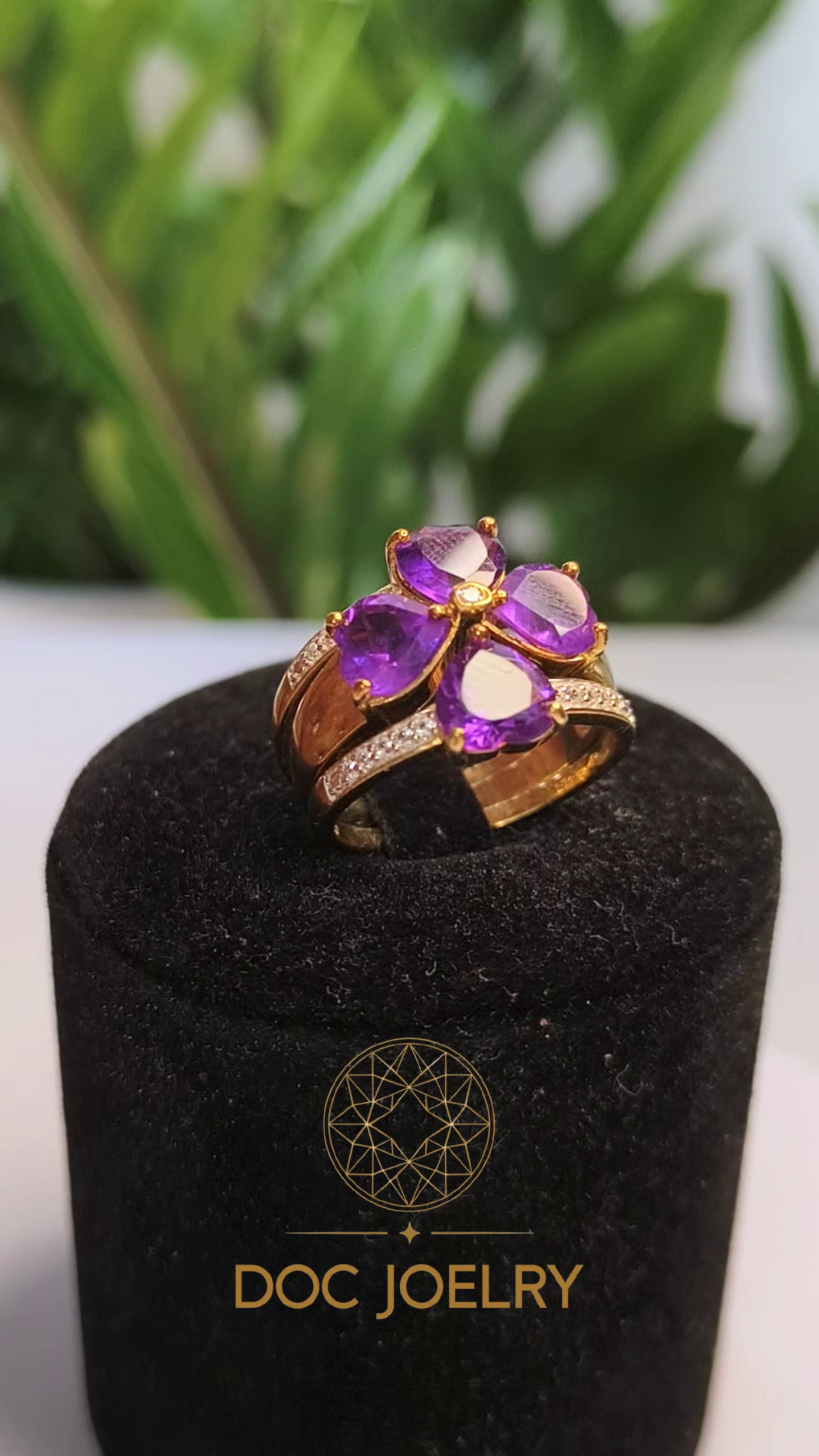 Amethyst Trinity Stack Ring Set 