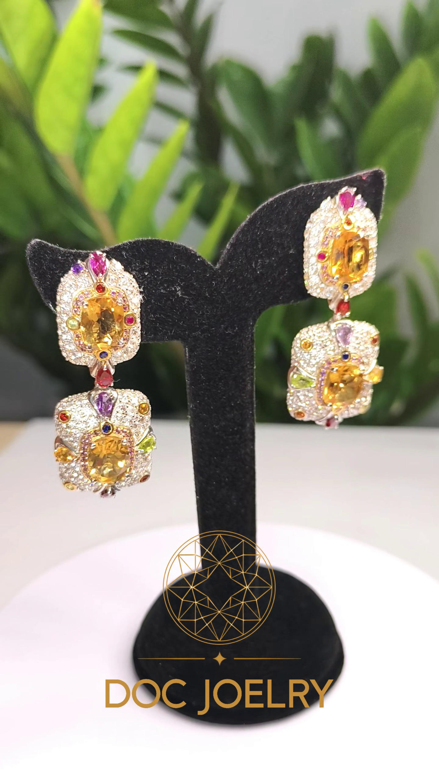 Regal Citrine Crown Rosette Earrings