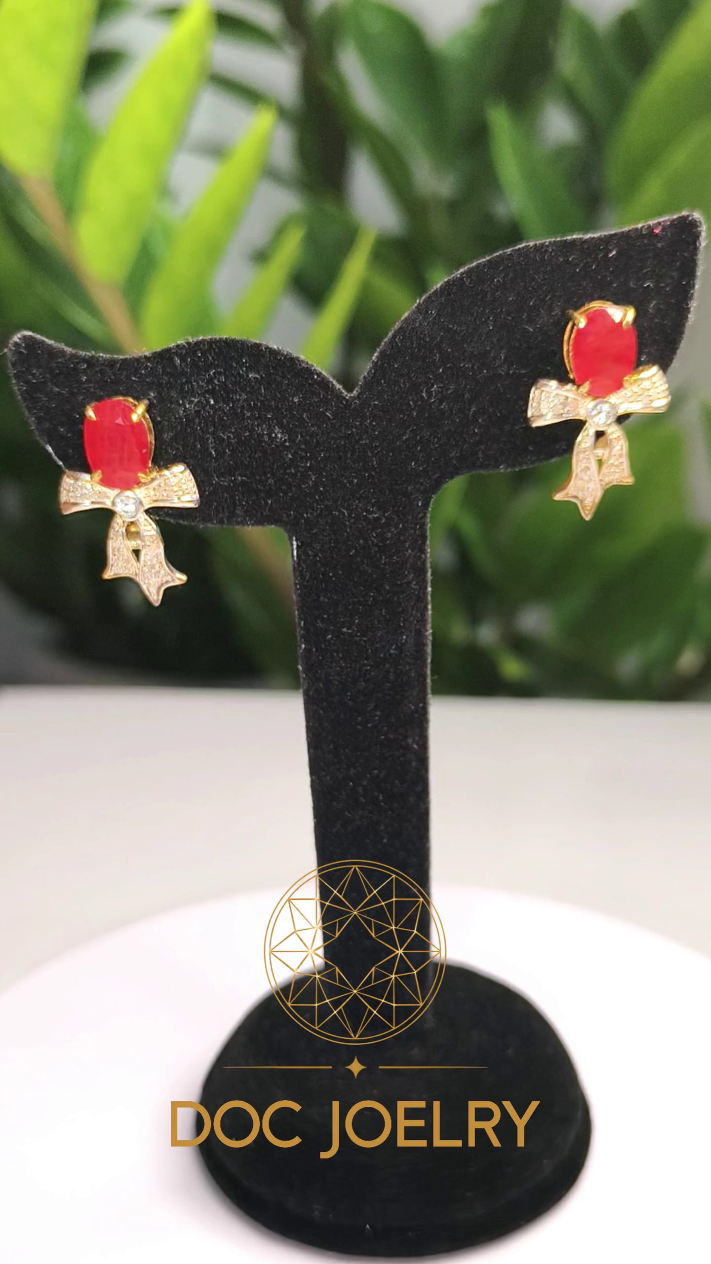 Sunset Spark Sapphire Bow Earrings 