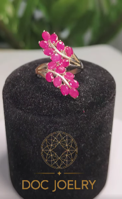 Pink Ruby Olive Bloom Ring 