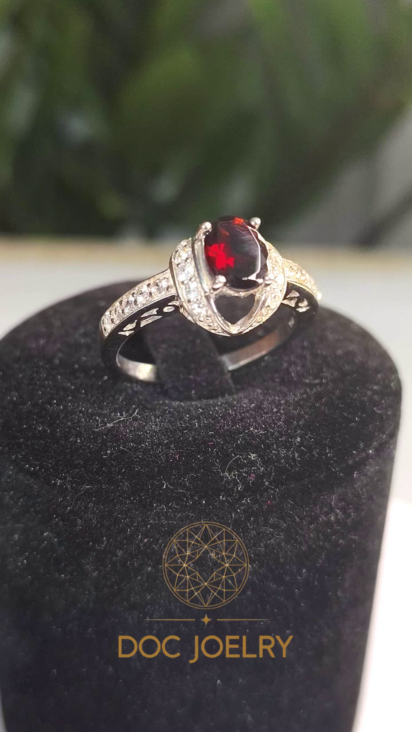 Midnight Garnet Orbit Ring 